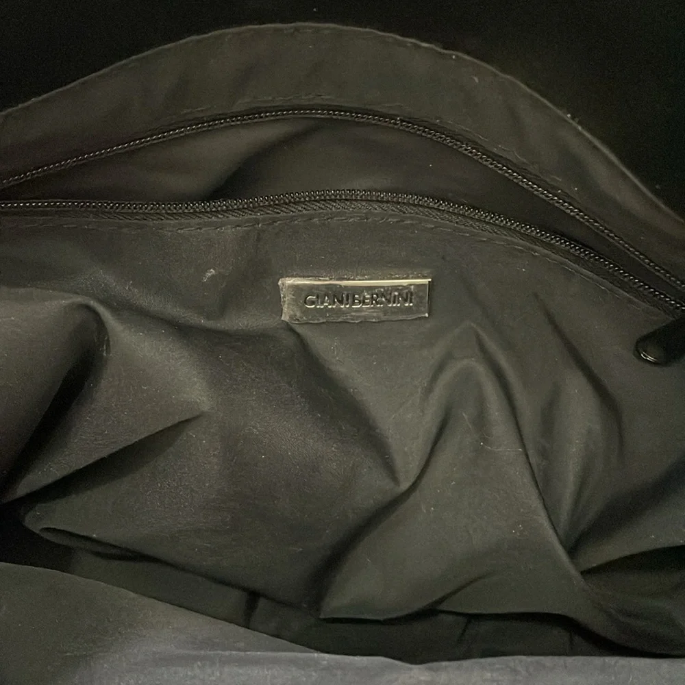 Giani Bernini Black and Brown Satchel with Textured Trim